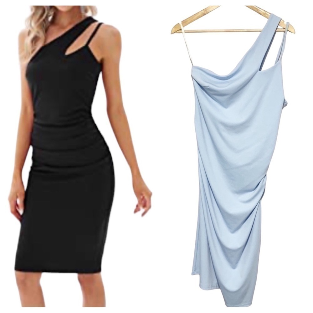 Grace Karin Pastel Blue One Shoulder Dress Size L